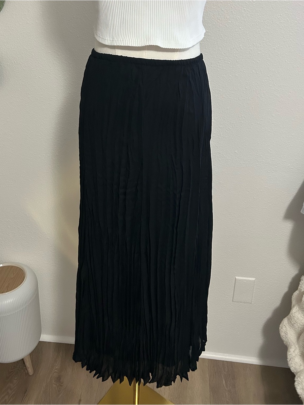 Allison Taylor Black Pleated Maxi Skirt